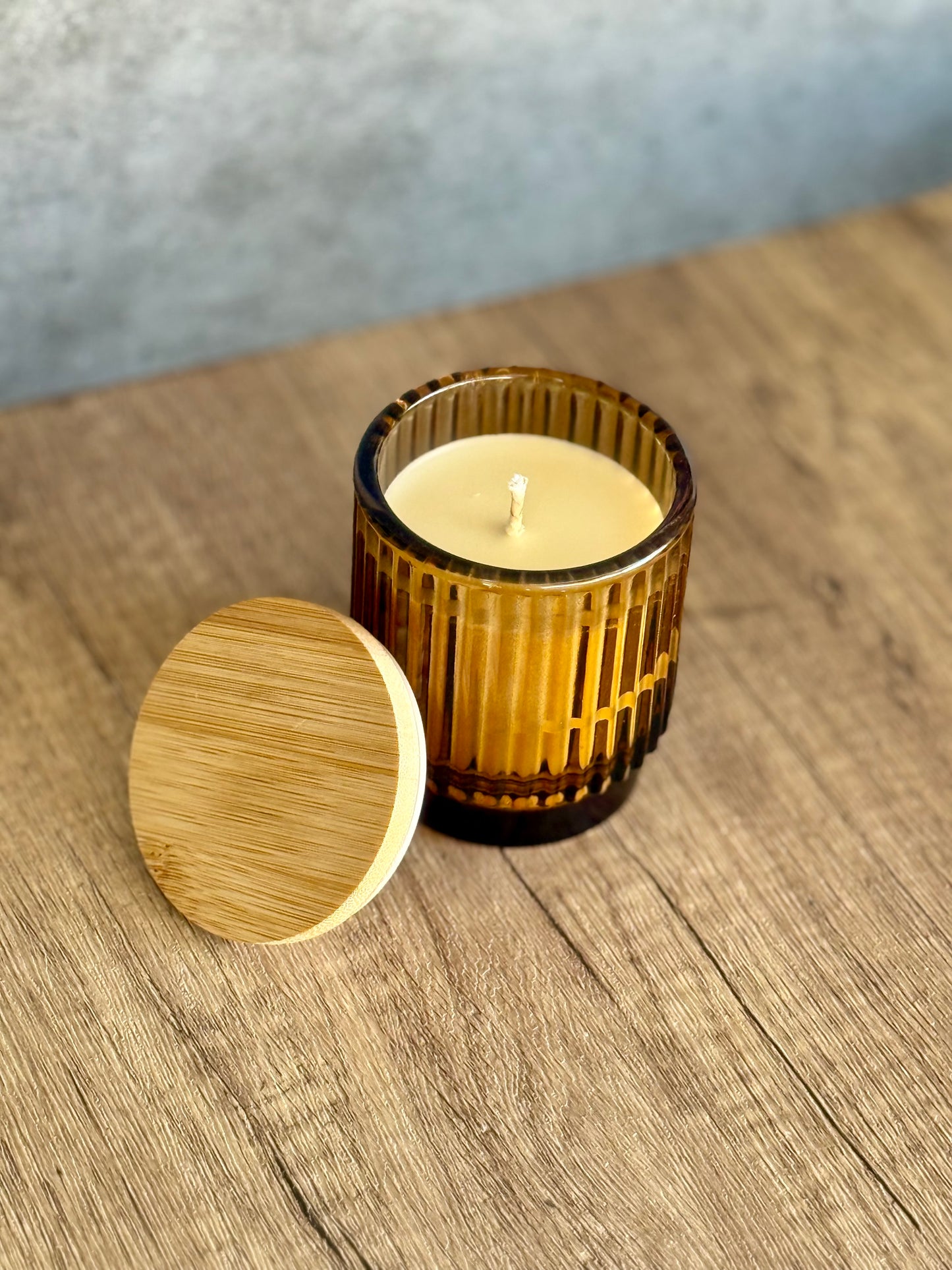 Amber Ribbed Candle