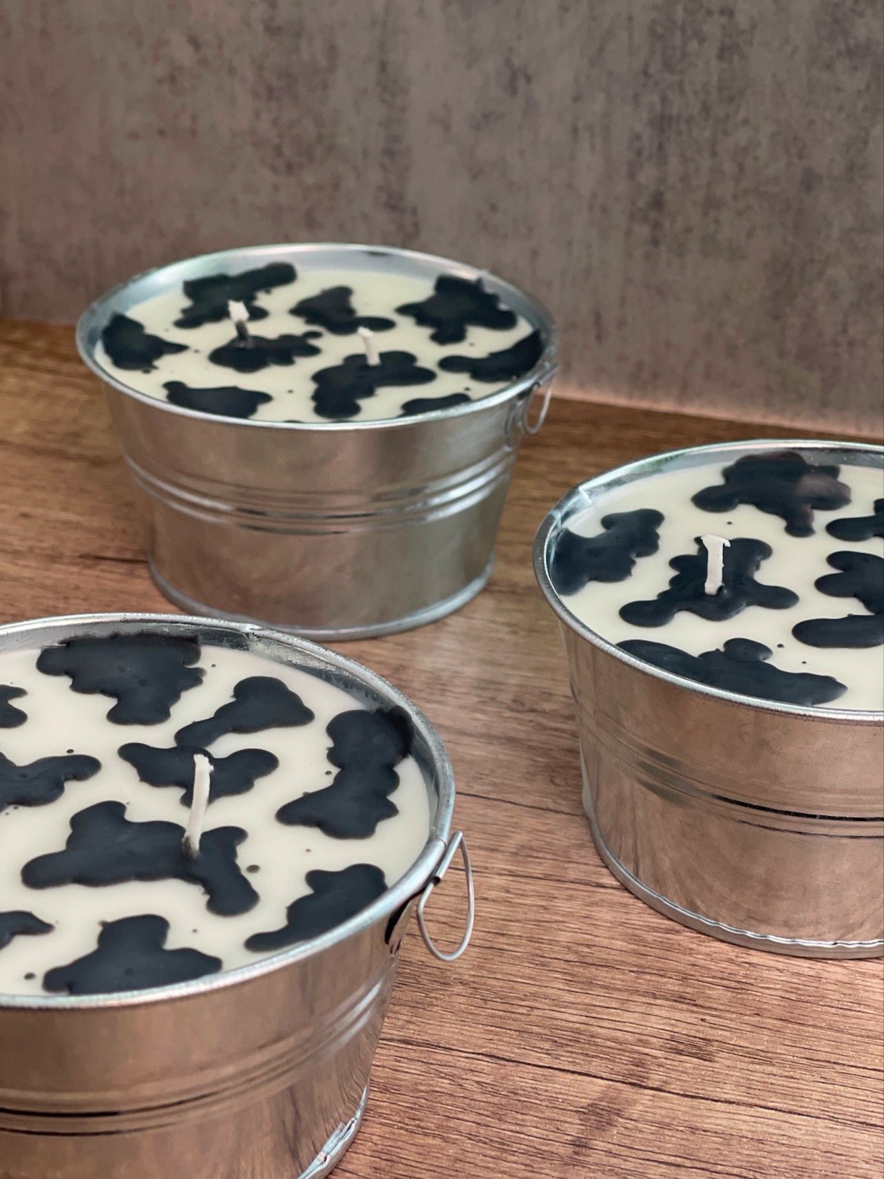Round Cow Print Candle