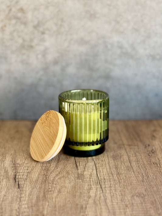 Green Ribbed Candle
