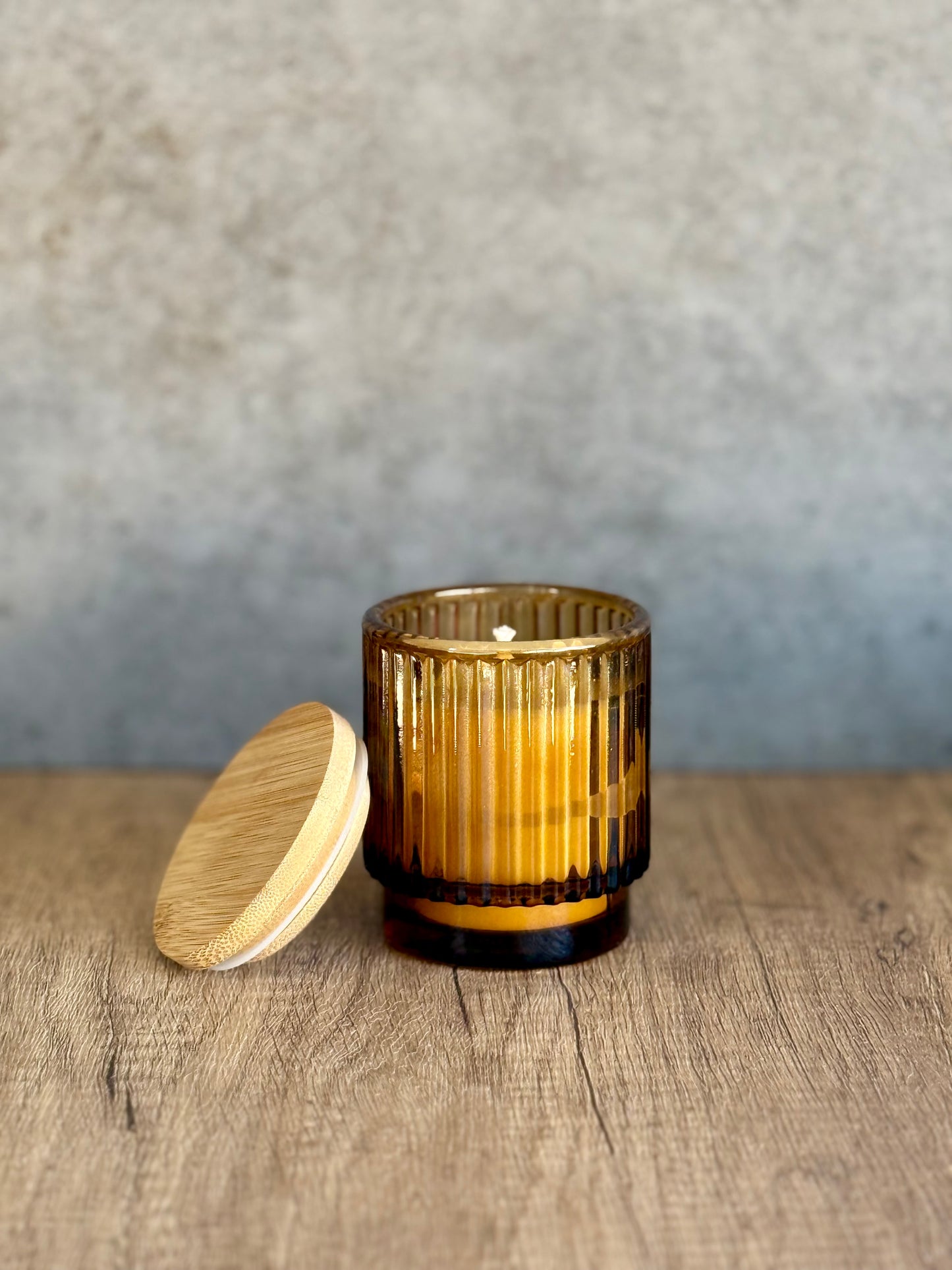 Amber Ribbed Candle
