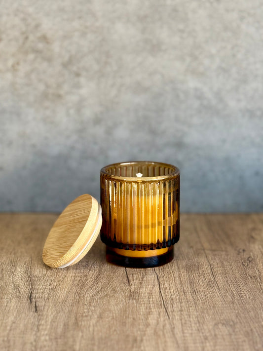 Amber Ribbed Candle